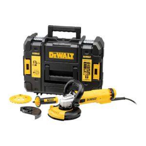 DeWALT DWE4217KT - Elektrická brúska uhlová na betón, 1200W, 125mm, odsávací kryt, diamantový kotúč, kufor
