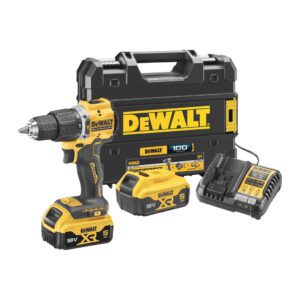 DeWALT DCD100YP2T - AKU vŕtačka/príklepový skrutkovač 100 rokov DW, 18V XR, 2×5,0Ah, bezuhlíková