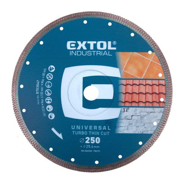 Extol Industrial 8703047 - Kotúč rezný diamantový Turbo Thin Cut, 250mm, suché aj mokré rezanie