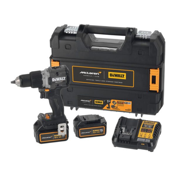 DeWALT DCD85MP2T - AKU skrutkovač s príklepom, 18V, XR®, 2×AKU 5,0Ah, McLaren