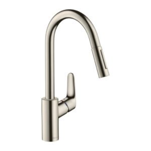 Hansgrohe Focus M41 - Kuchynská páková batéria 240 s výsuvnou sprškou, 2jet, vzhľad nerezu 31815800